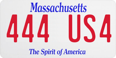 MA license plate 444US4