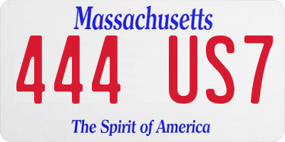 MA license plate 444US7