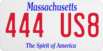 MA license plate 444US8