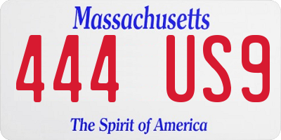 MA license plate 444US9
