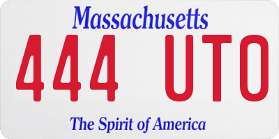 MA license plate 444UT0