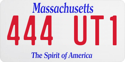 MA license plate 444UT1