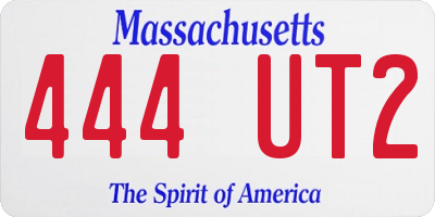 MA license plate 444UT2