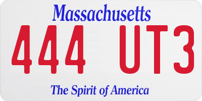 MA license plate 444UT3