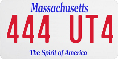 MA license plate 444UT4
