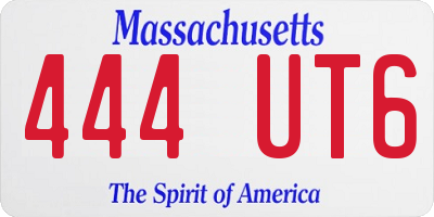 MA license plate 444UT6