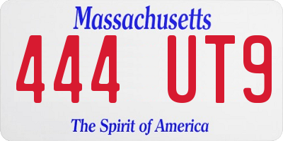 MA license plate 444UT9