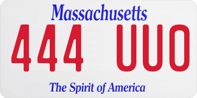 MA license plate 444UU0