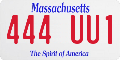 MA license plate 444UU1
