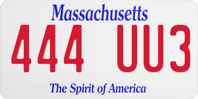 MA license plate 444UU3