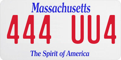 MA license plate 444UU4