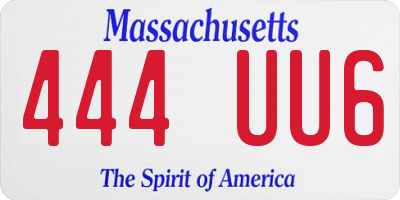 MA license plate 444UU6
