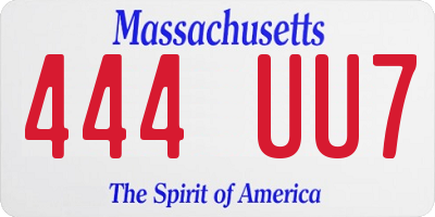 MA license plate 444UU7
