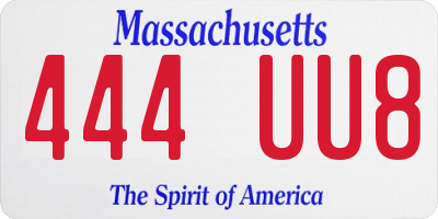 MA license plate 444UU8