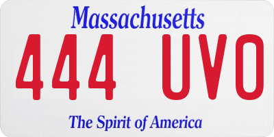 MA license plate 444UV0