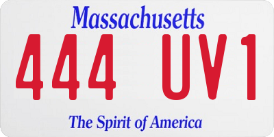 MA license plate 444UV1