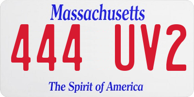MA license plate 444UV2