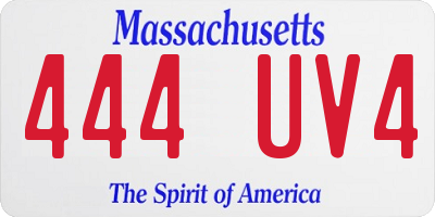 MA license plate 444UV4