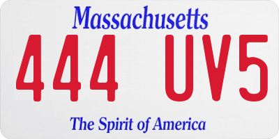 MA license plate 444UV5