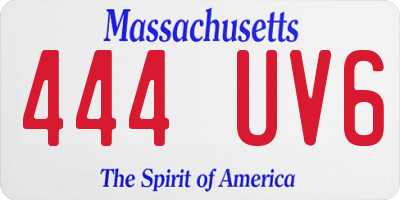 MA license plate 444UV6