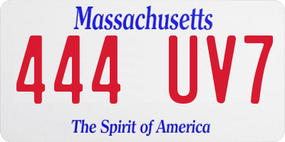 MA license plate 444UV7