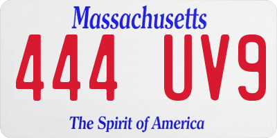 MA license plate 444UV9