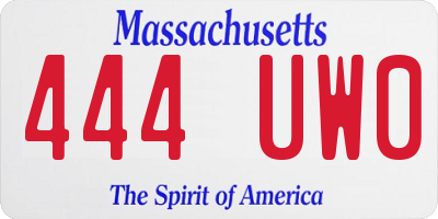 MA license plate 444UW0