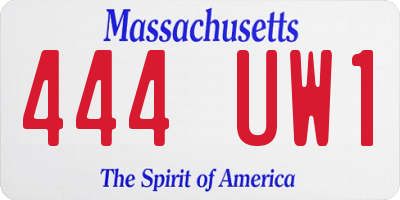 MA license plate 444UW1