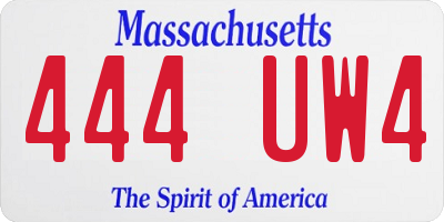MA license plate 444UW4