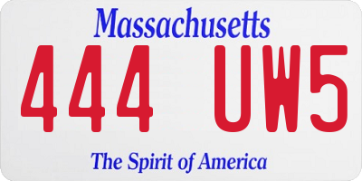 MA license plate 444UW5