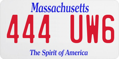 MA license plate 444UW6