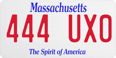 MA license plate 444UX0
