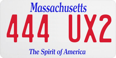 MA license plate 444UX2