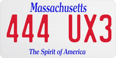 MA license plate 444UX3