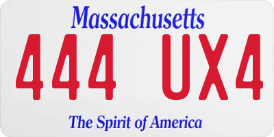 MA license plate 444UX4