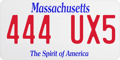 MA license plate 444UX5