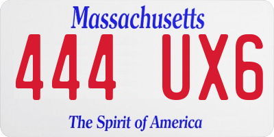 MA license plate 444UX6