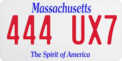 MA license plate 444UX7