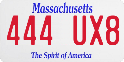 MA license plate 444UX8