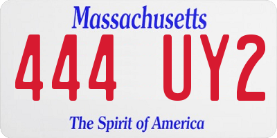 MA license plate 444UY2