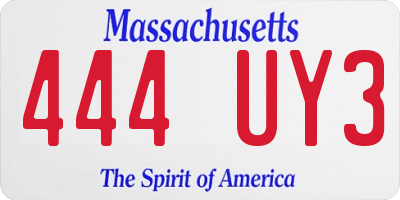 MA license plate 444UY3
