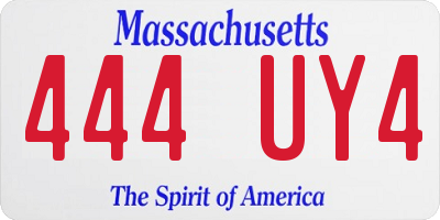 MA license plate 444UY4