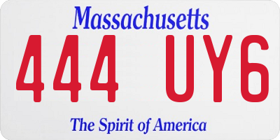 MA license plate 444UY6