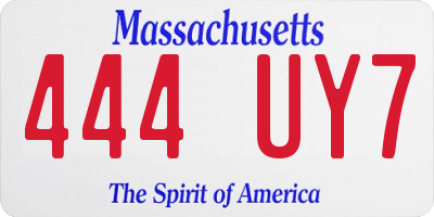 MA license plate 444UY7
