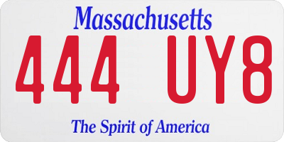 MA license plate 444UY8
