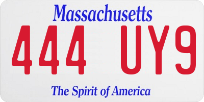 MA license plate 444UY9