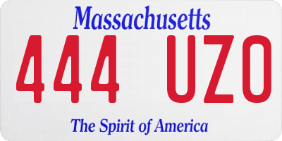 MA license plate 444UZ0