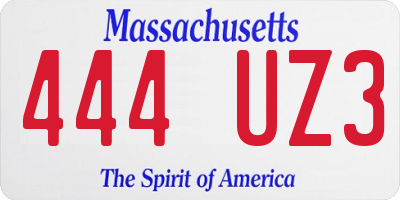 MA license plate 444UZ3