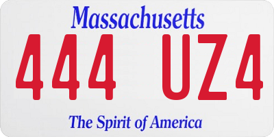 MA license plate 444UZ4