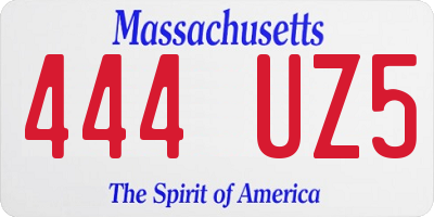 MA license plate 444UZ5